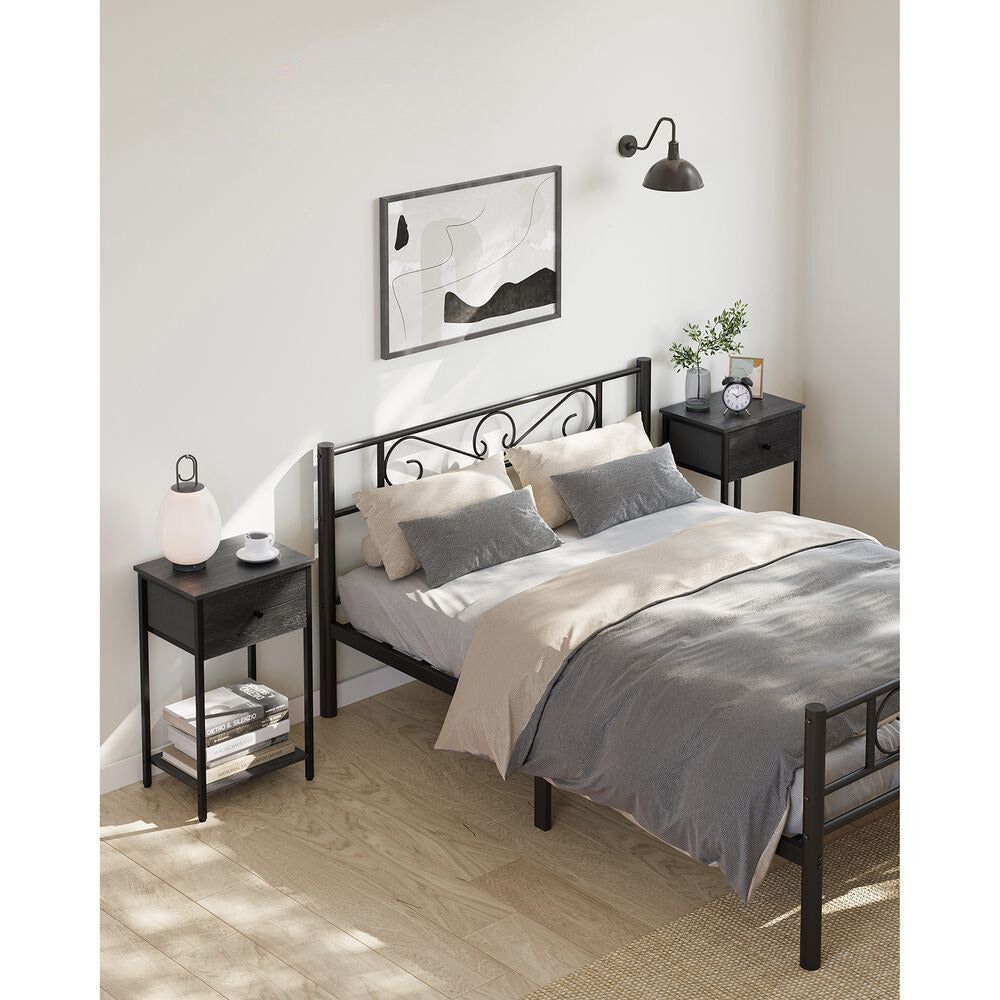 Nancy's Calne Bedside Table Black - Side table with drawer - Modern - 38 x 28 x 61 cm