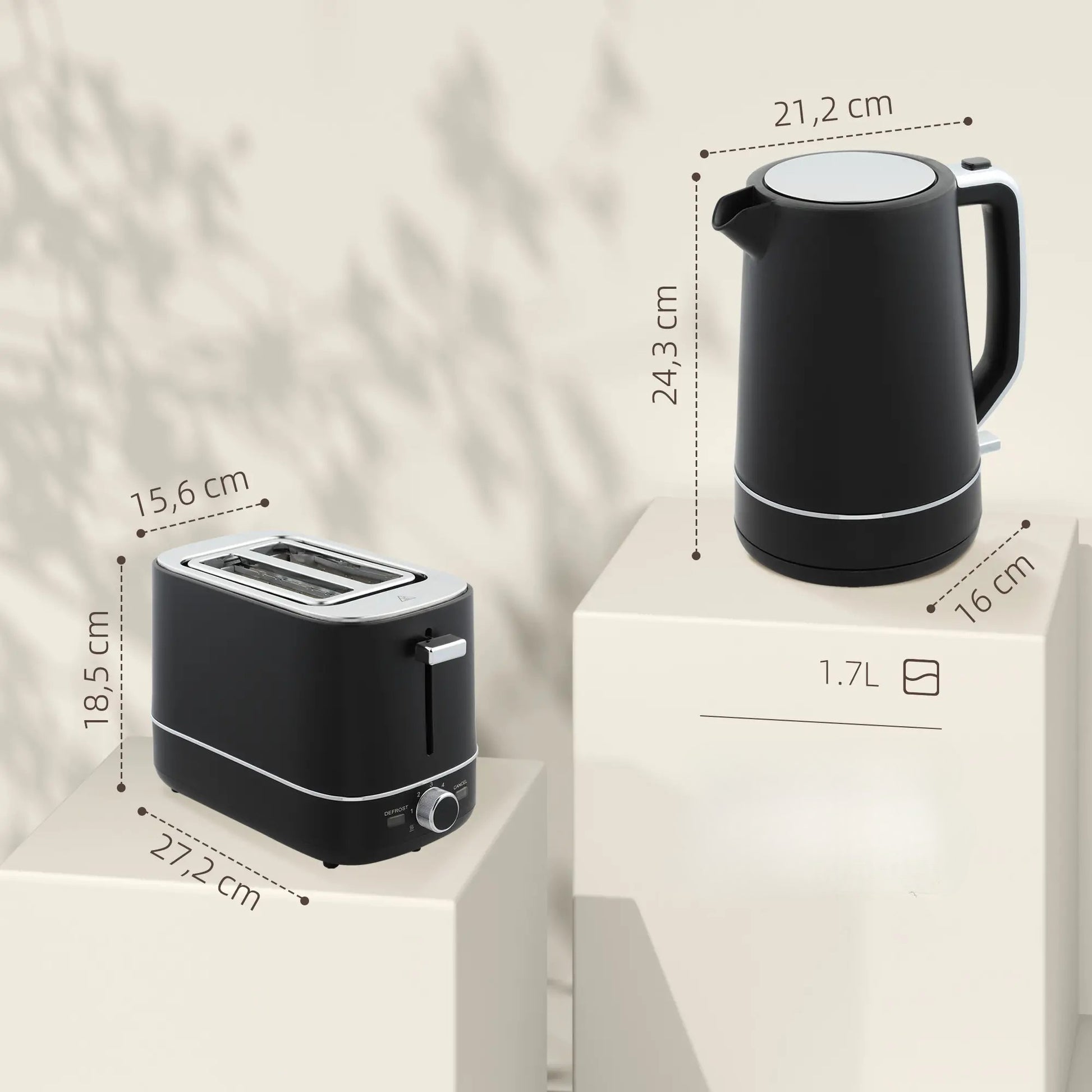 Nancy's Alvor Waterkoker en Broodrooster Set - Zwart / Chroom