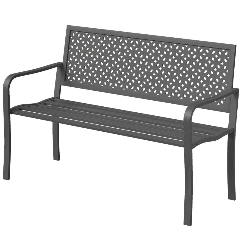 Nancy's Renon Tuinbank - Parkbank - Balkonbank - Grijs - Staal - ± 125 x 60 x 85 cm