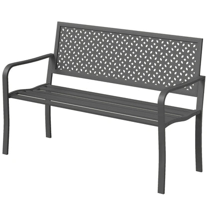 Nancy's Renon Tuinbank - Parkbank - Balkonbank - Grijs - Staal - ± 125 x 60 x 85 cm
