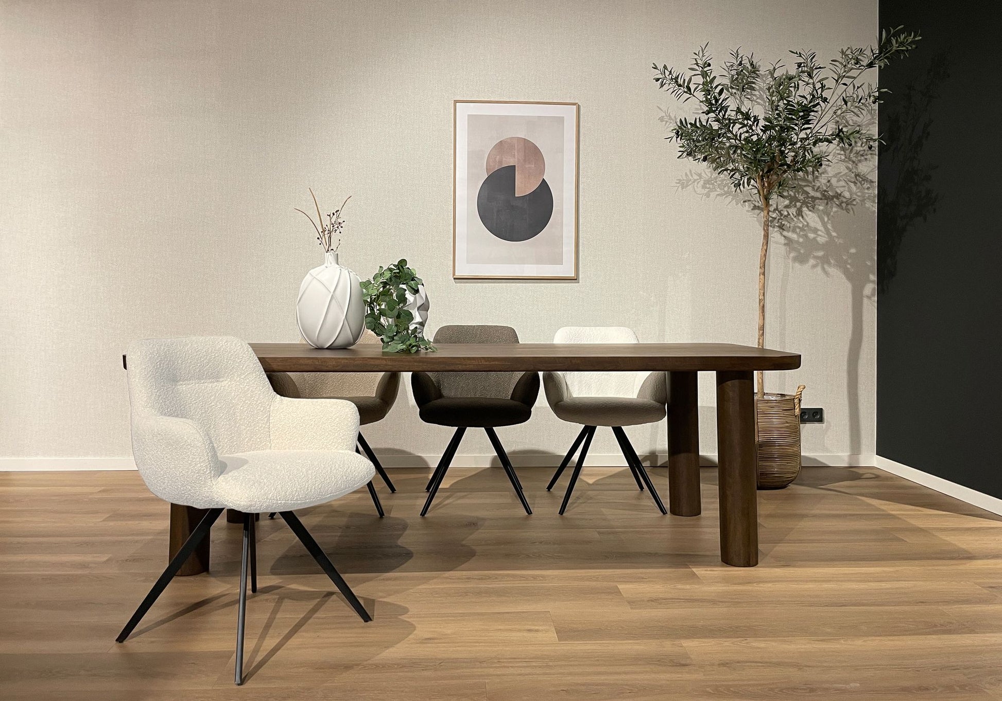 Livingfurn Doreen Boucle White Eetkamerstoel