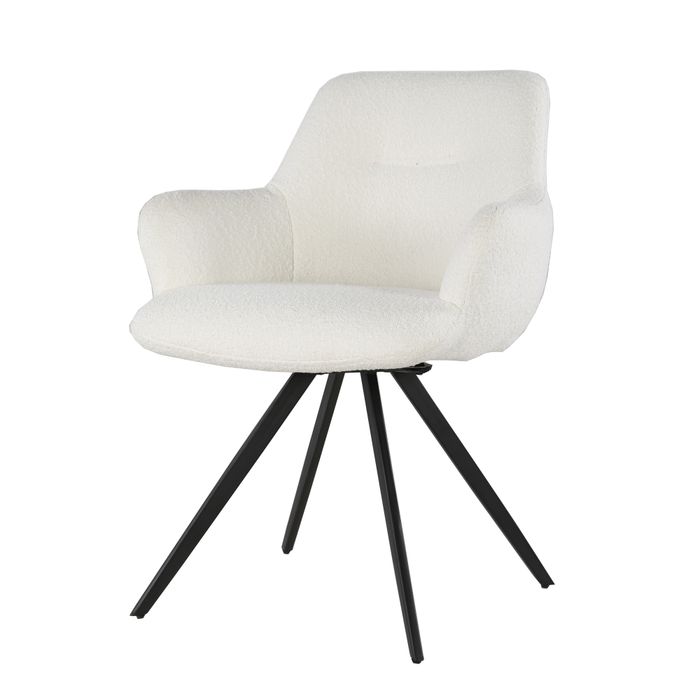 Livingfurn Doreen Boucle White Eetkamerstoel