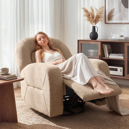 Nancy's Spinea Relaxfauteuil - Relaxstoel - Loungestoel - Verstelbaar - Draaibaar - Kaki - Fluweel