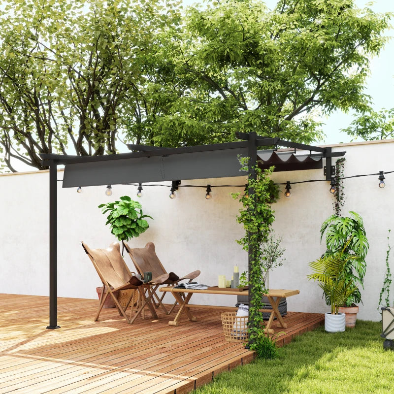 Nancy's Susegana Terrasoverkapping - Uitschuifbaar dak - Paviljoen - UV-Bescherming - Grijs - ± 295 x 295 x 200/230 cm