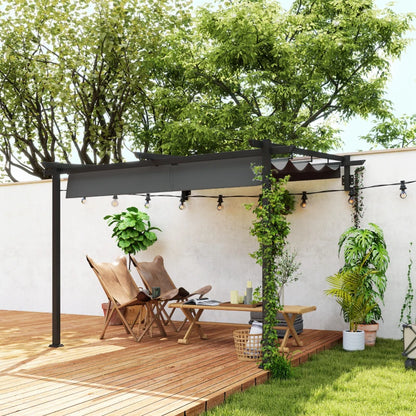 Nancy's Susegana Terrasoverkapping - Uitschuifbaar dak - Paviljoen - UV-Bescherming - Grijs - ± 295 x 295 x 200/230 cm