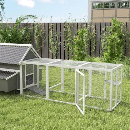 Nancy's Piverone Kippenhok - Kippenren - Wit / Grijs / Zwart - Dennenhout - ± 280 x 135 x 110 cm