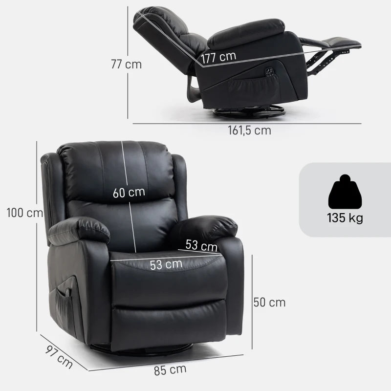 Nancy's Polverigi Massagestoel - Fauteuil met massagefunctie - Verwarmde massage & ontspanning - Zwart - Kunstleer