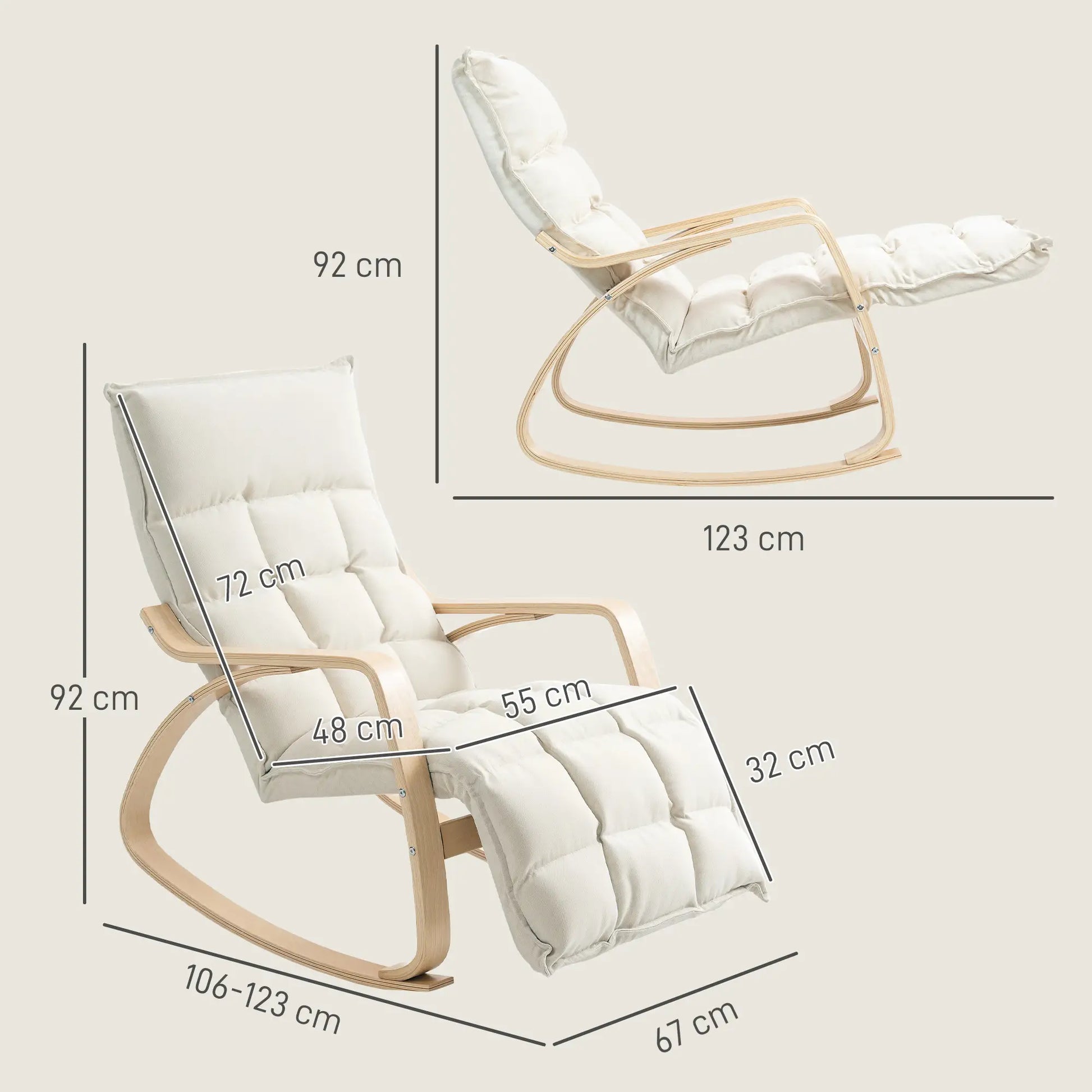 Nancy's Jesolo Schommelstoel - Relaxstoel - Loungestoel - Crèmewit - Linnen