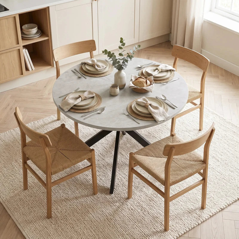 Nancy's Tossicia Eettafel Ovaal - Uitschuifbare eettafel - Tafel ovaal - Grijs / Zwart - MDF / Staal