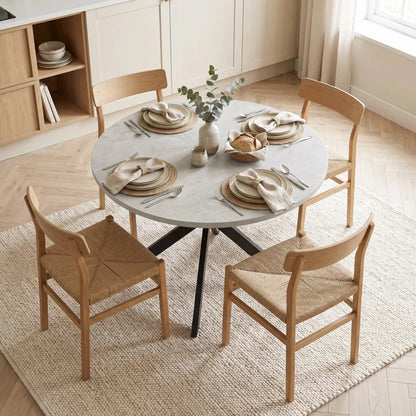 Nancy's Tossicia Eettafel Ovaal - Uitschuifbare eettafel - Tafel ovaal - Grijs / Zwart - MDF / Staal