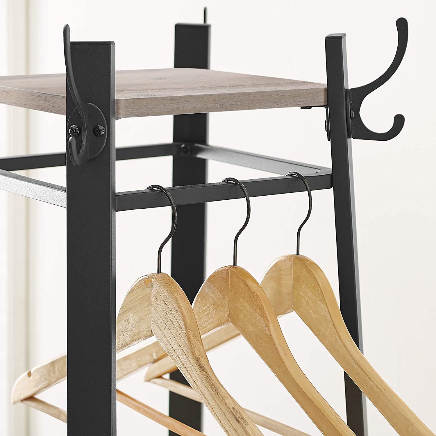 Nancy's Bremerton Staande Kapstok - Garderoberek - Met Planken - Vintage - ± 45 x 45 x 180 cm