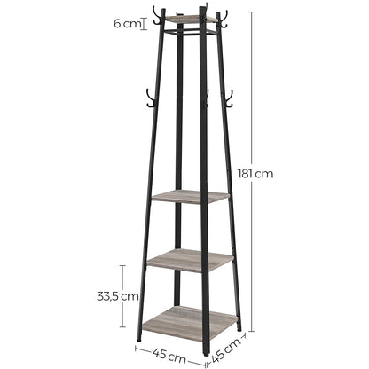 Nancy's Bremerton Staande Kapstok - Garderoberek - Met Planken - Vintage - ± 45 x 45 x 180 cm