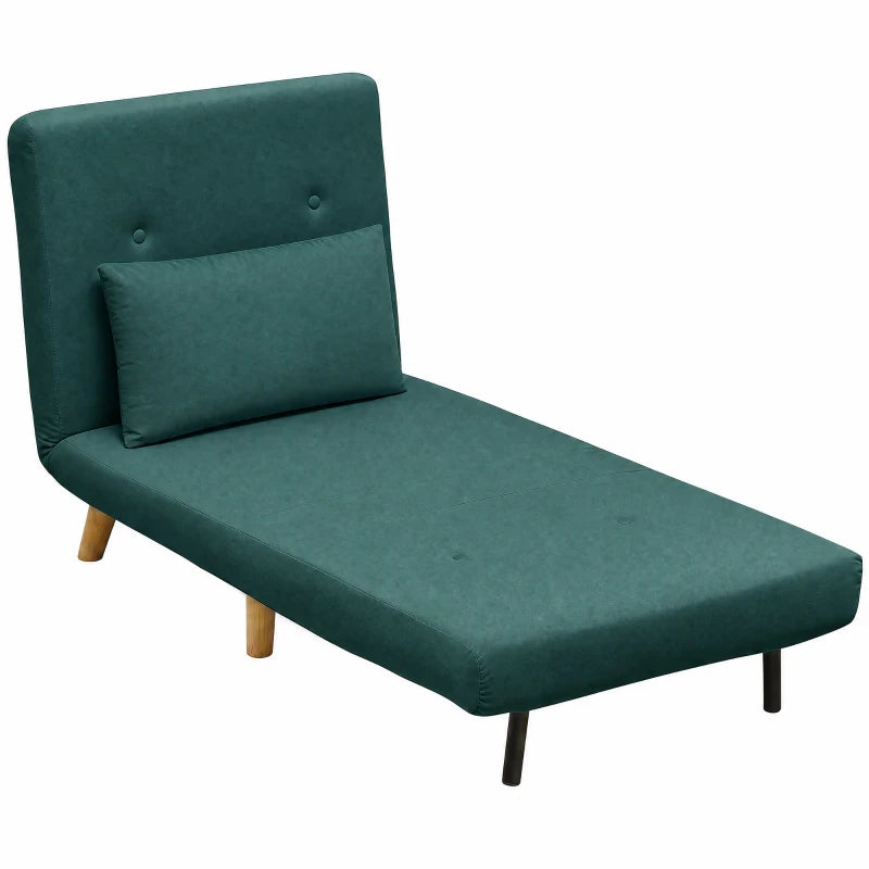 Nancy's Varedo Slaapfauteuil - Slaapbank - Slaapstoel - 6-Voudig verstelbare rugleuning - Donkergroen - Fluweel