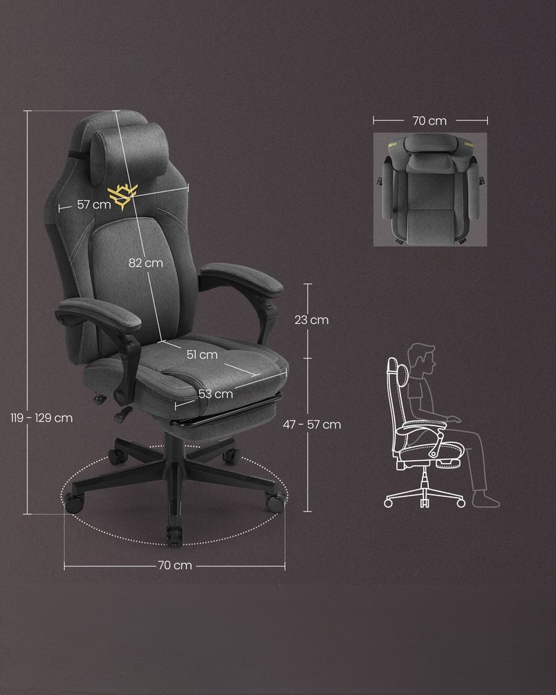 Nancy's Cedros Gamestoel - Gaming Stoel - Computerstoel - Bureaustoel - Grijs
