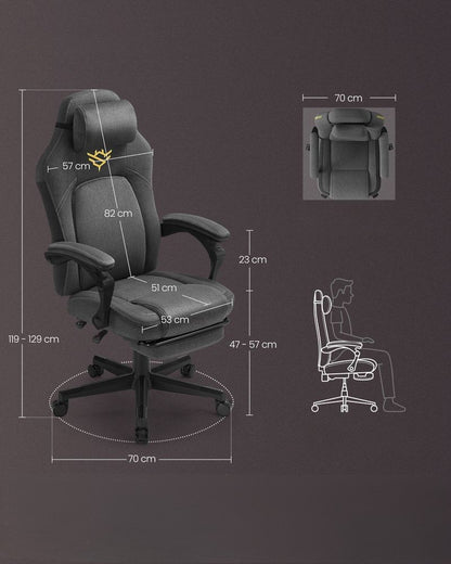 Nancy's Cedros Gamestoel - Gaming Stoel - Computerstoel - Bureaustoel - Grijs