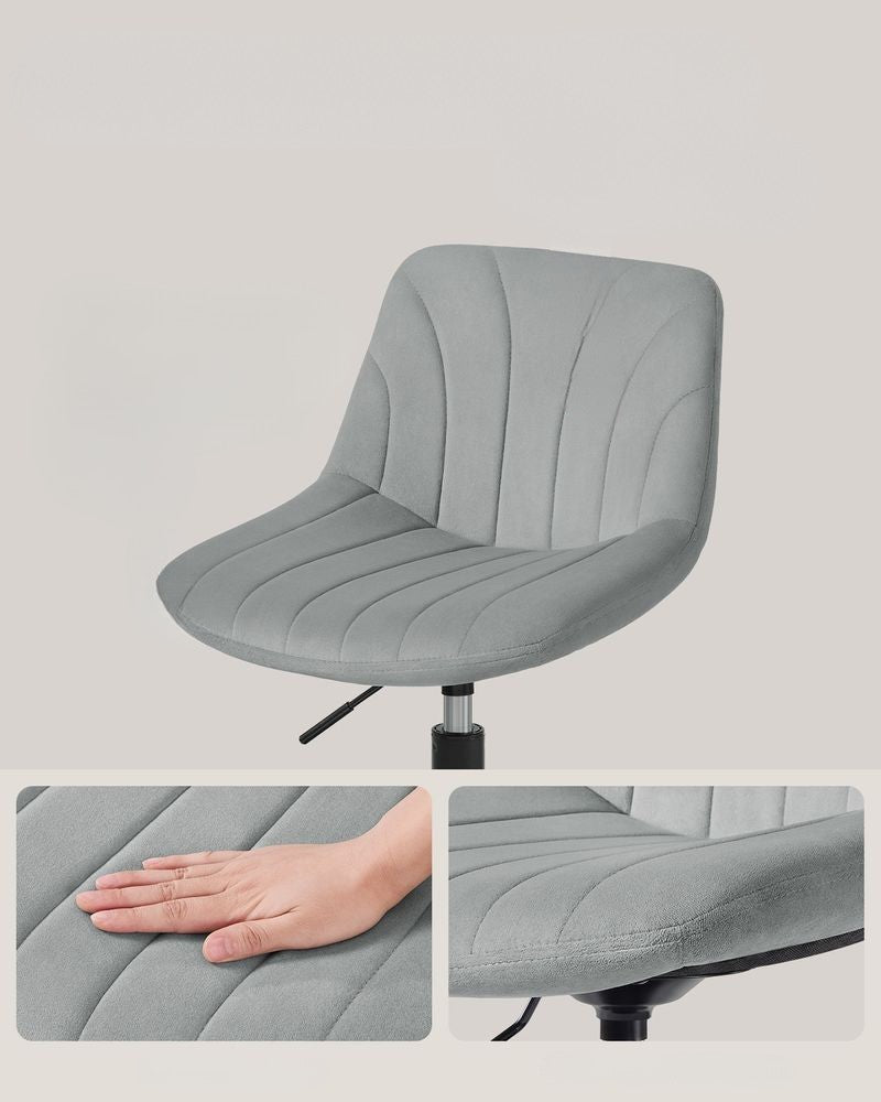 Nancy's Praiano Make-Up Kruk - Make Up stoel - Draaistoel - Kaptafel kruk - In hoogte verstelbaar - Grijs - Fluweel