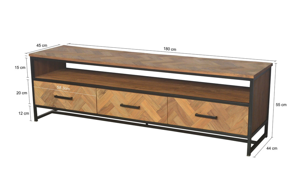 Nancy's Seroa TV Meubel - TV Kast - Televisie Kast - Teakhout - 45 x 180 x 50 cm