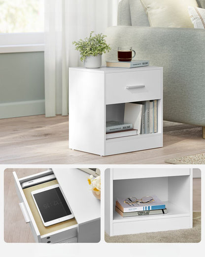 Nancy's Askern Bedside Table White - Side table with drawer - Modern - 39 x 28 x 41 cm