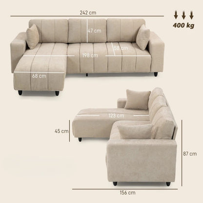 Nancy's Otranto Hoekbank - Chaise Longue links of rechts - Beige - Linnenlook