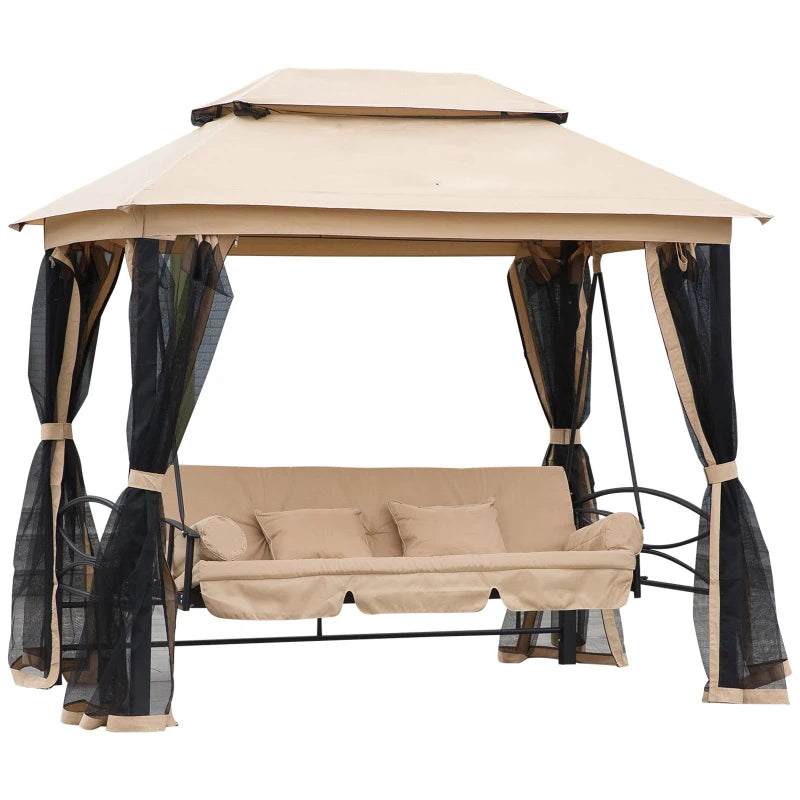 Nancy's Almeirim Schommelbank - Tuinschommel - Beige ± 260 x 170 x 250 cm