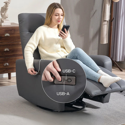 Nancy's Claviere Relaxfauteuil - Loungestoel - Relaxstoel - Verstelbaar / Draaibaar / Schommelend - Grijs - Kunstleer