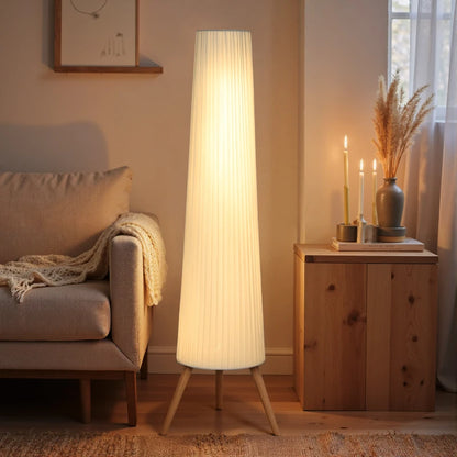 Nancy's Parrano Vloerlamp - Staande Lamp - LED-Lamp - Dimbaar - Wit - Staal / Hout