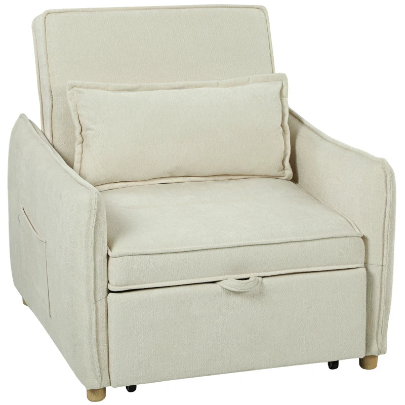 Nancy's Pisciotta Slaapbank - Slaapstoel - Logeerbed - Crèmewit - Chenille