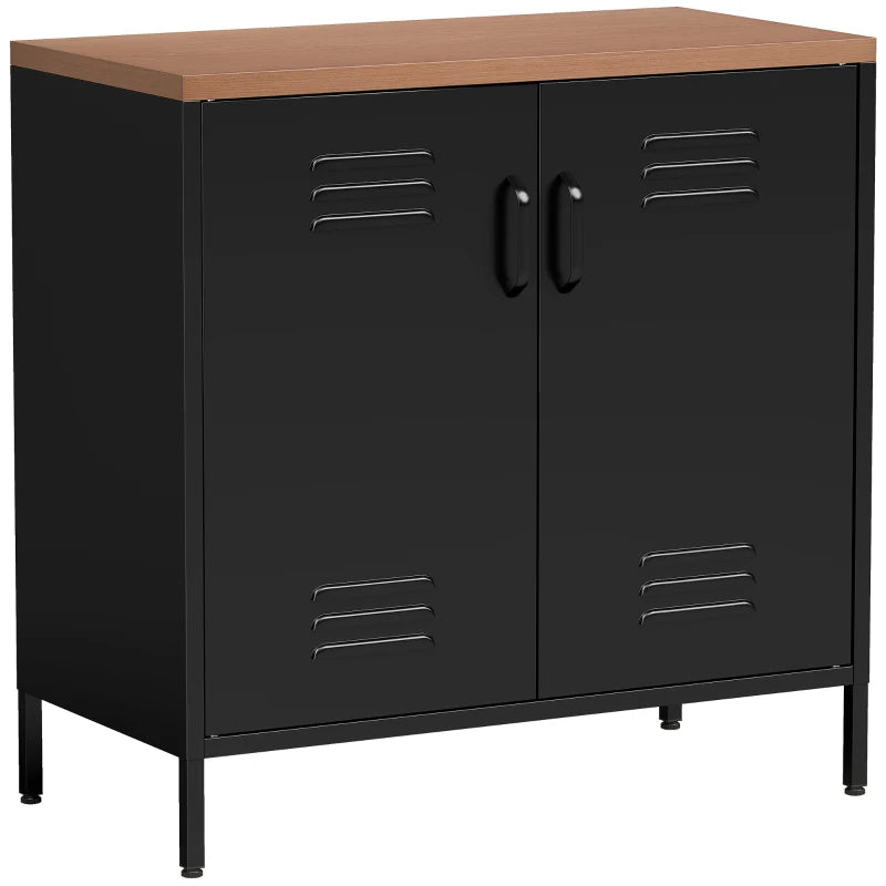 Nancy's Tenna Commode - Dressoir - Opbergkast - Zwart / Bruin - Staal / Kunststof - 80 x 40 x 80 cm