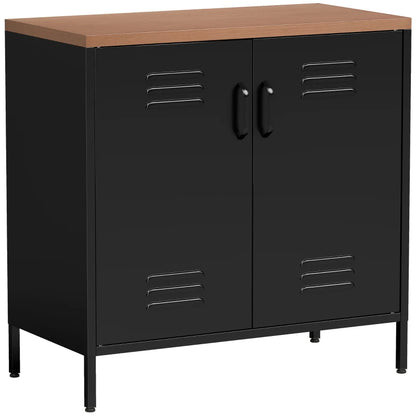 Nancy's Tenna Commode - Dressoir - Opbergkast - Zwart / Bruin - Staal / Kunststof - 80 x 40 x 80 cm