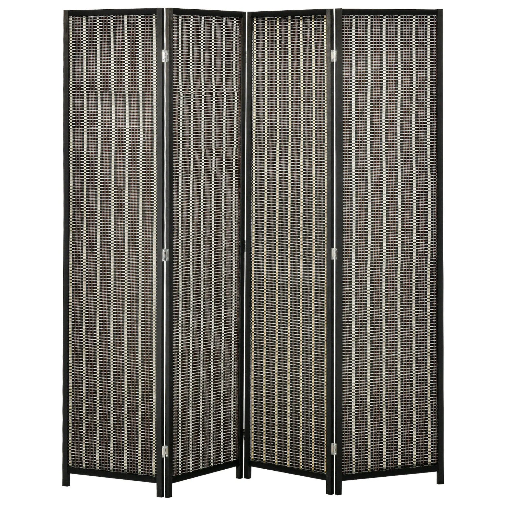 Nancy's Cacém Kamerscherm - Privacyscherm - Roomdivider - Bruin / Zwart - Bamboe / Dennenhout - 180 x 180 cm