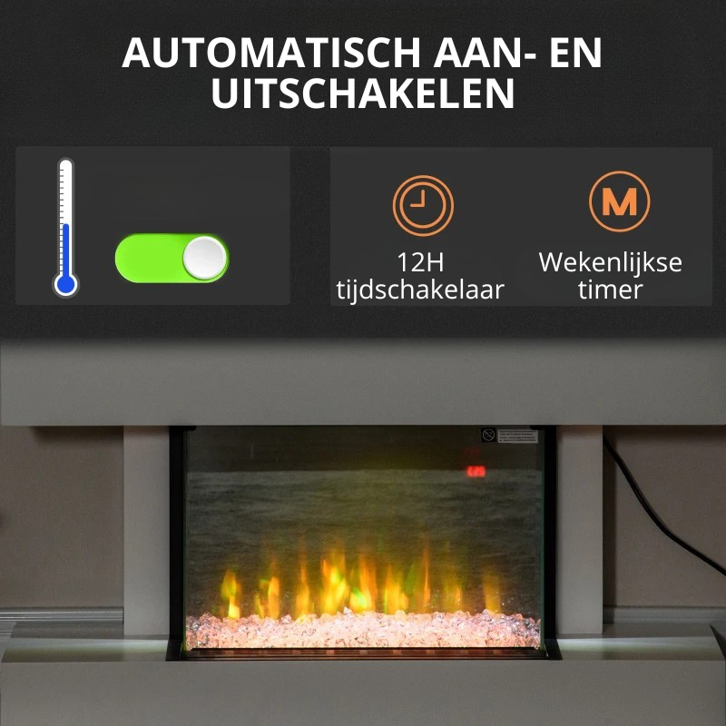 Nancy's Murisengo Elektrische Haard - Moderne LED-Haard - Vlammeneffect - Wit