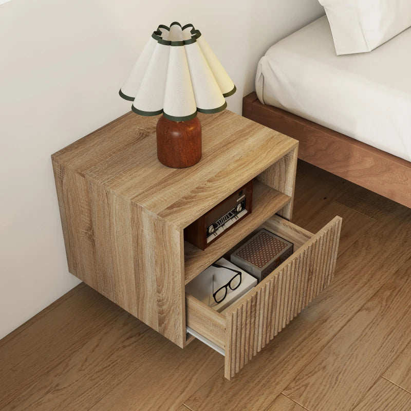 Nancy's Pedavena Zwevend Nachtkastje - Bijzettafeltje - Scandinavisch - Naturel Hout - ± 40 x 40 x 35 cm