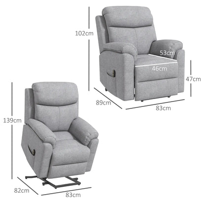 Nancy's Lanciano Sta op Stoel - Opsta Stoel - Seniorenstoel - Relaxfauteuil - Massagestoel - Grijs - Linnen