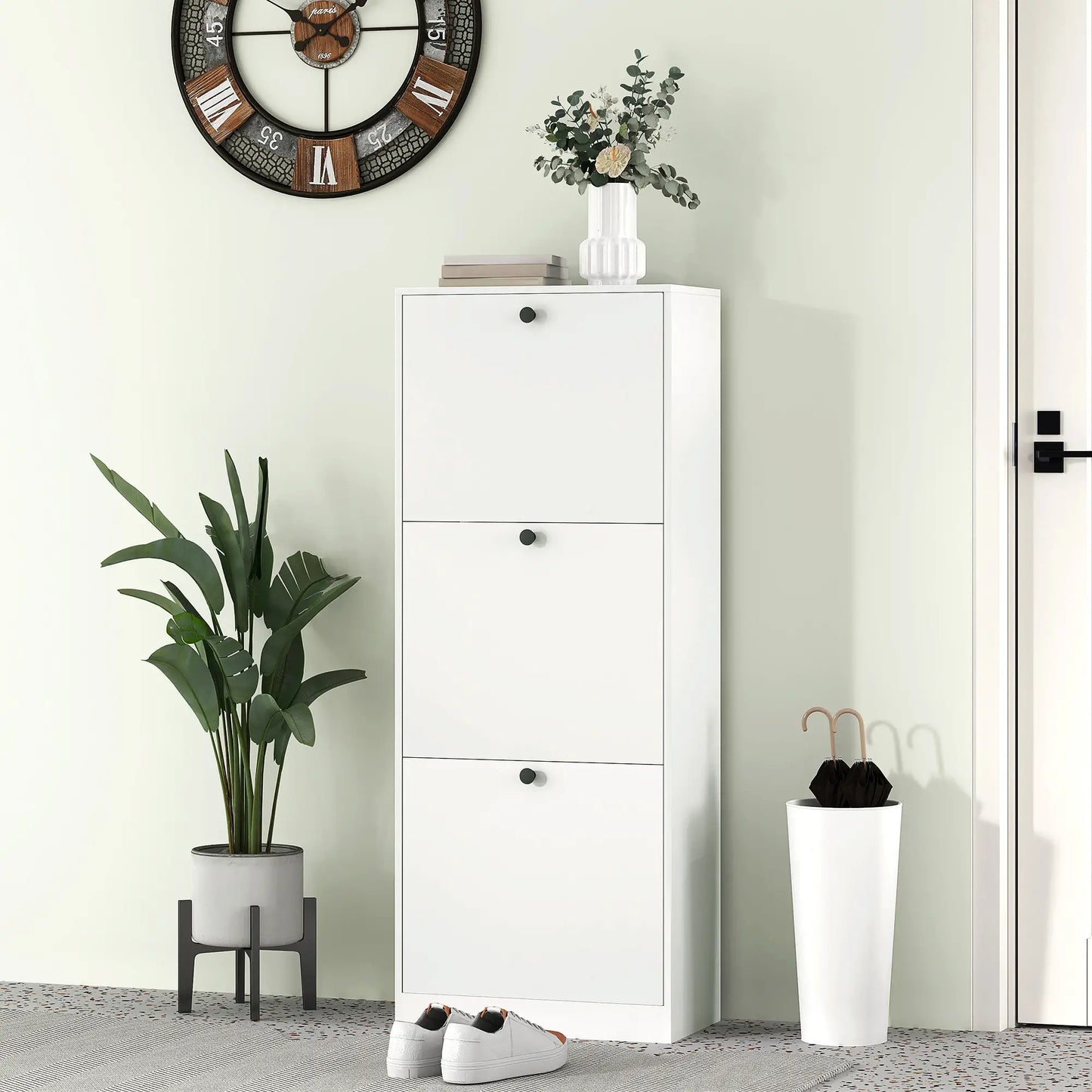 Nancy's Formigliana Schoenenkast - Opbergkast voor Schoenen - Schoenenrek - Wit - ± 45 x 25 x 120 cm