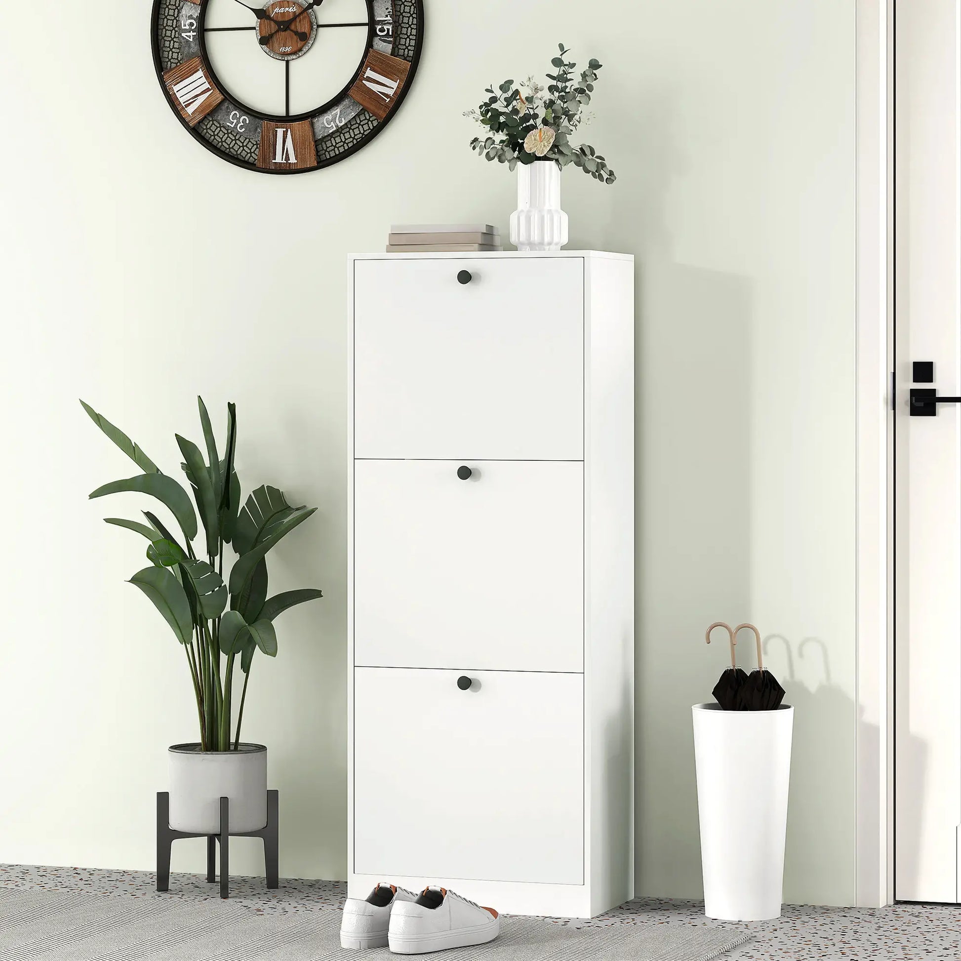 Nancy's Formigliana Schoenenkast - Opbergkast voor Schoenen - Schoenenrek - Wit - ± 45 x 25 x 120 cm
