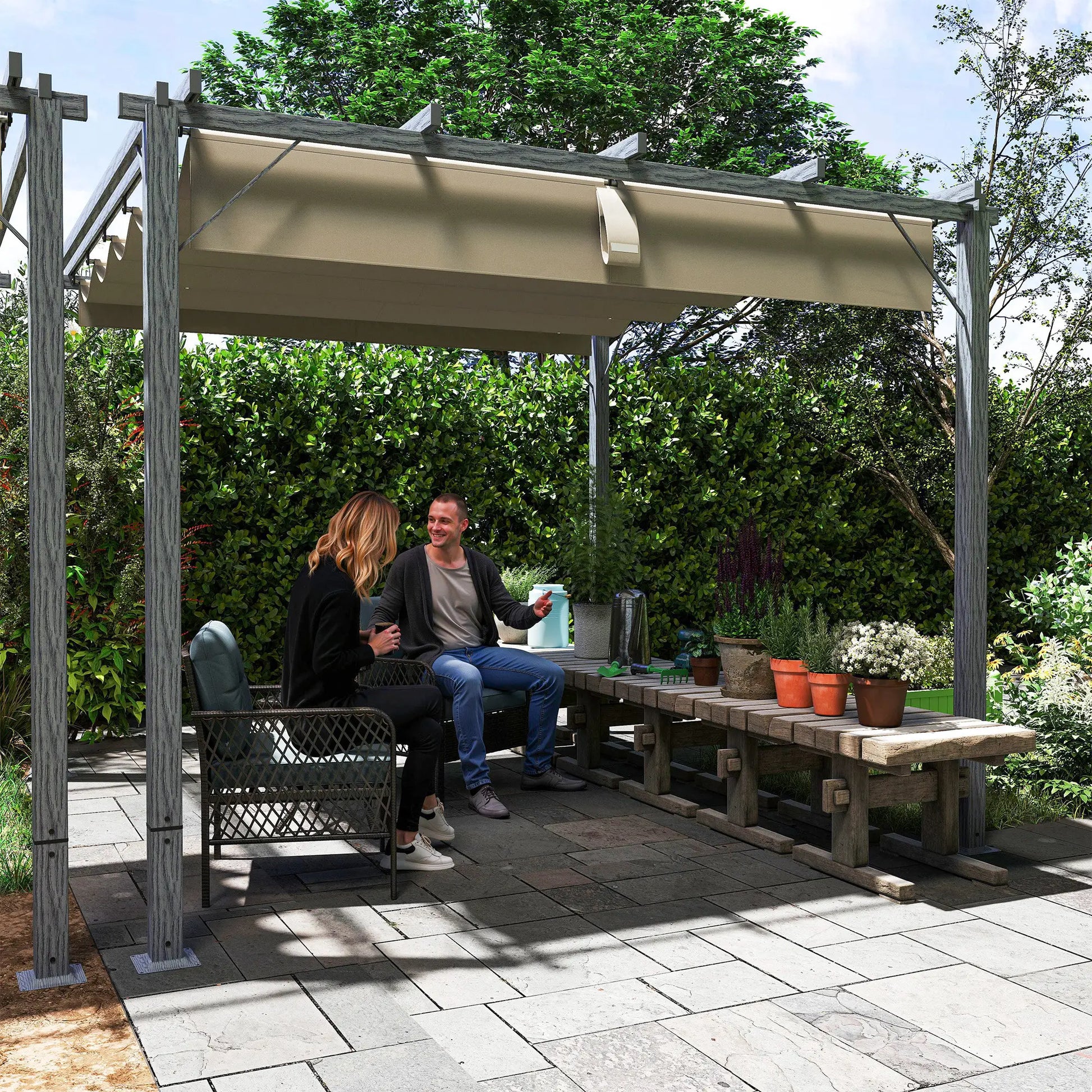 Nancy's Celano Pergola - Terras Overkapping - Paviljoen - Grijs - ± 300 x 300 x 230 cm