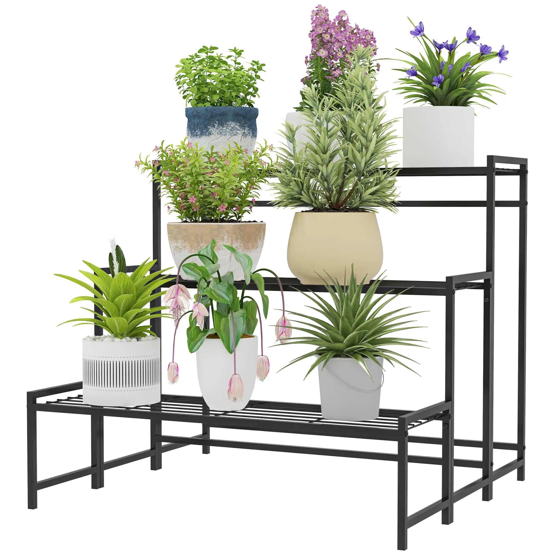 Nancy's Maxial Plantenrek - Bloemenstandaard - Plantenstandaard - Zwart - Staal - ± 75 x 70 x 65 cm