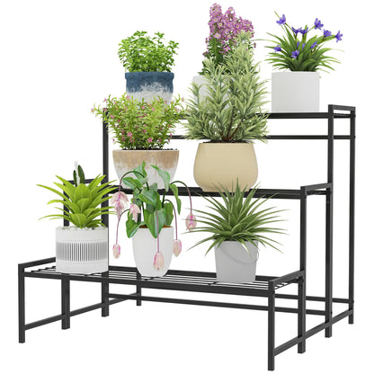 Nancy's Maxial Plantenrek - Bloemenstandaard - Plantenstandaard - Zwart - Staal - ± 75 x 70 x 65 cm