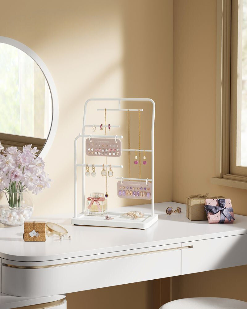 Nancy's Casegas Sieradenhouder - Sieraden rek - Sieradenstandaard - Wit - Staal / Fluweel - Nancy Homestore