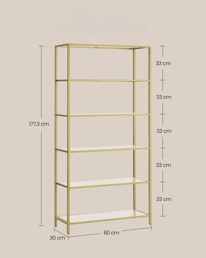 Nancy's Swindon Wall Cabinet Gold - Bookcase - Modern - Steel - Glass - 80 x 30 x 177.3 cm