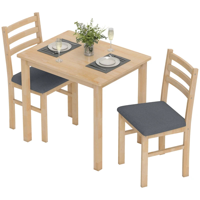 Nancy's Mirto Eettafel Rechthoekig met 2 Stoelen - Eetkamertafel - Keukentafel - Eettafel set - Hout / Grijs
