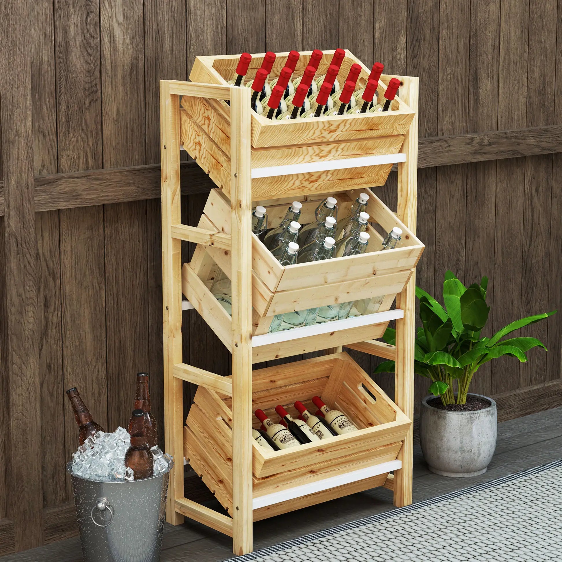 Nancy's Cles Krattenrek - 3-Laags - Dennenhout - ± 55 x 30 x 110 cm
