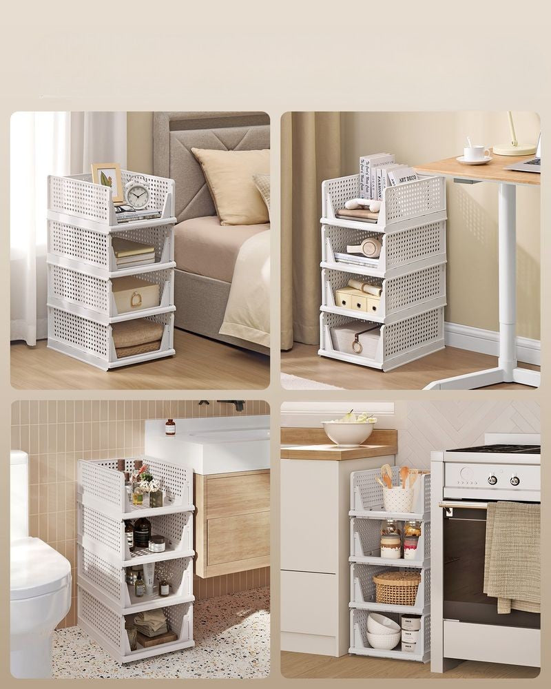 Nancy's Piatto Organizers - Opbergmanden - Stapelbaar - Set van 4 - Wit - ± 45 x 35 x 20 cm