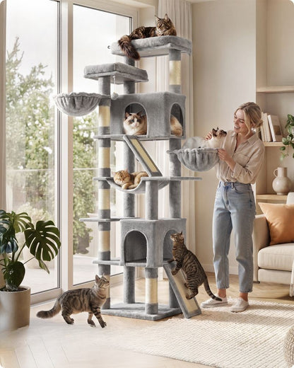 Nancy's Terminillo Krabpaal - Kattenboom - Klimboom voor katten - Lichtgrijs - ±  55 x 45 x 205 cm