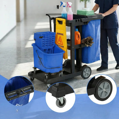Nancy's Spello Schoonmaakwagen - Schoonmaakkar - Dweilemmer met pers - Zwart / Blauw