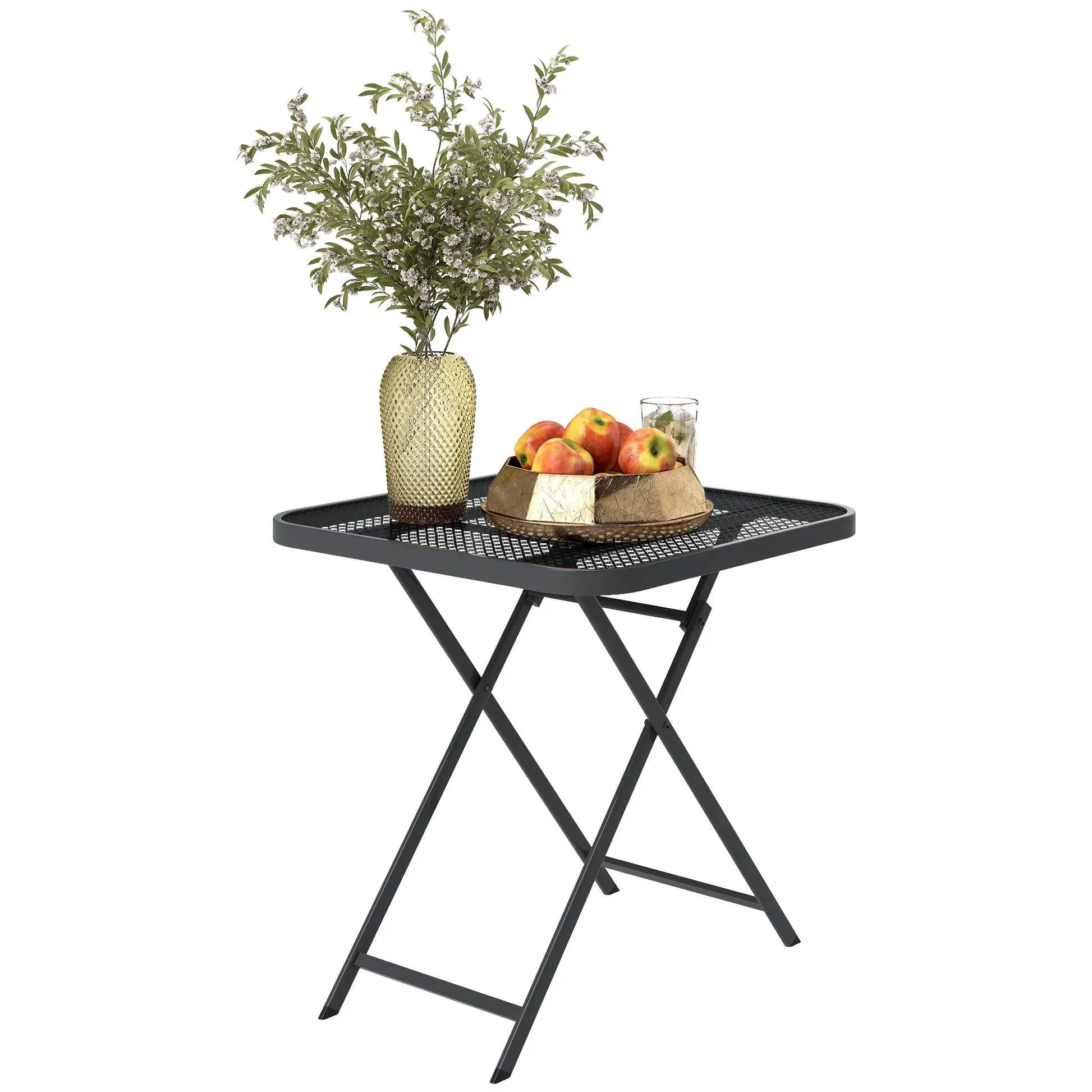 Nancy's Garda Balkontafel - Tuintafel - Terrastafel - Zwart - Staal - ± 70 x 70 x 70 cm