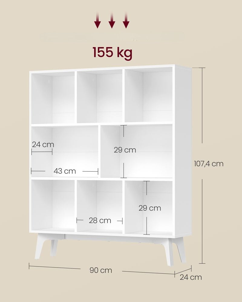 Nancy's Teulada Boekenkast - Opbergkast - Vitrinekast - Wit - 90 x 24 x 107,4 cm