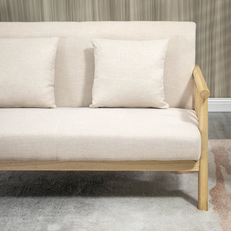 Nancy's Serle 2-Zitsbank - Zitbank - Woonkamerbank - Beige / Hout - ± 125 x 70 x 75 cm