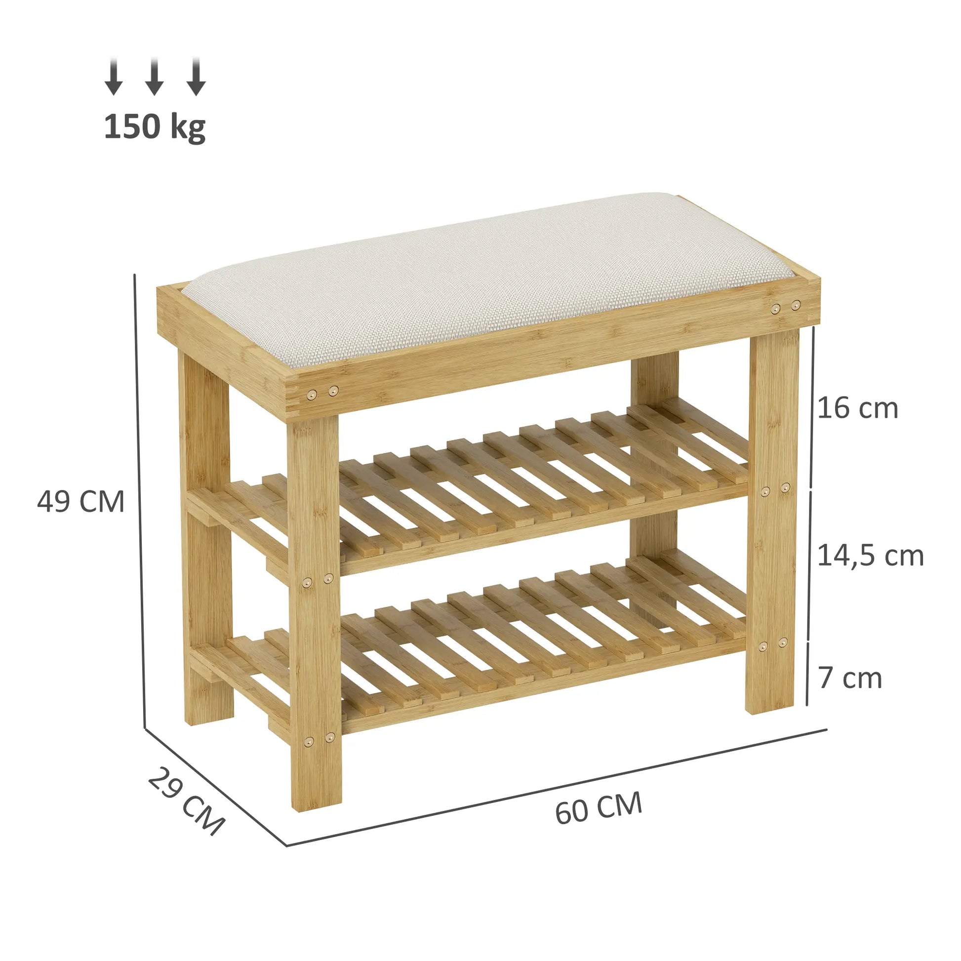 Nancy's Gorreto Schoenenbank - Schoenenrek - Bamboe - ± 60 x 30 x 50 cm