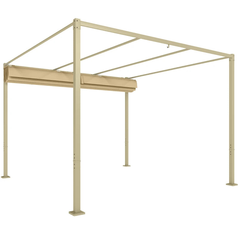 Nancy's Subbiano Pergola - Tuinpaviljoen - Intrekbaar dak - UPF30+-bescherming - Kaki - ± 300 x 300 x 220 cm